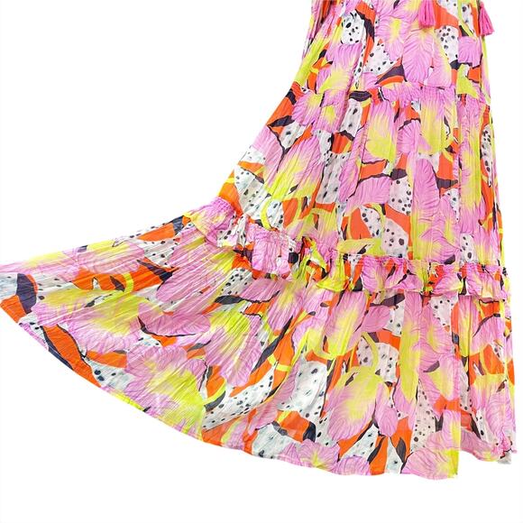 ANTHROPOLOGIE Yukiko Noritake NWT Marais Printed Chiffon Maxi Dress Canary XXS - Picture 6 of 11